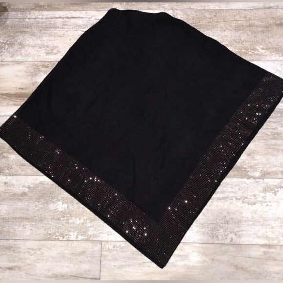 La Fiorentina Black Poncho with Embellished Border” - Picture 8 of 9